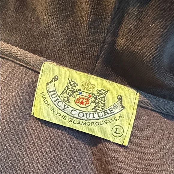 Y2K Juicy Couture Black Velour Tracksuit Set – Hoodie Size L, Joggers Size S - Picture 8 of 9